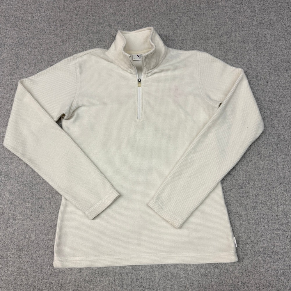 White Sierra Quarter Zip Pullover Size Small Off White Waffle Grid Fleece Top